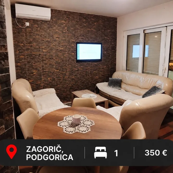 🏠 IZDAJE SE JEDNOSOBAN STAN – ZAGORIČ, PODGORICA  ***