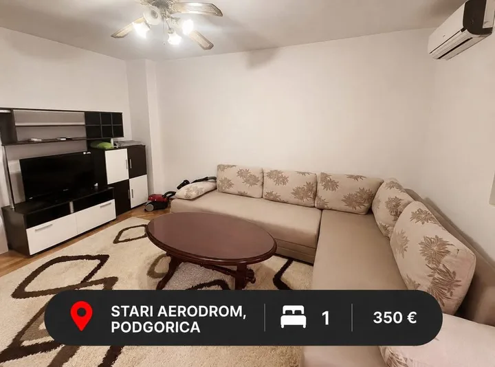 🇲🇪 🏡 IZDAJE SE JEDNOSOBAN STAN – STARI AERODROM, PODGORICA