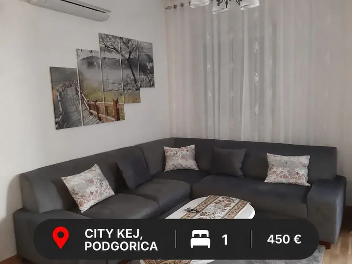 IZDAJE SE KOMPLETNO OPREMLJEN JEDNOSOBAN STAN – CITY KEJ, PODGORICA  ***