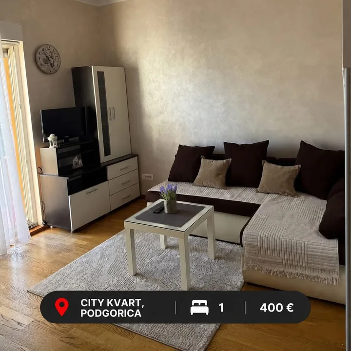 IZDAJE SE NAMJEŠTENA GARSONJERA – CITY KVART, PODGORICA ***