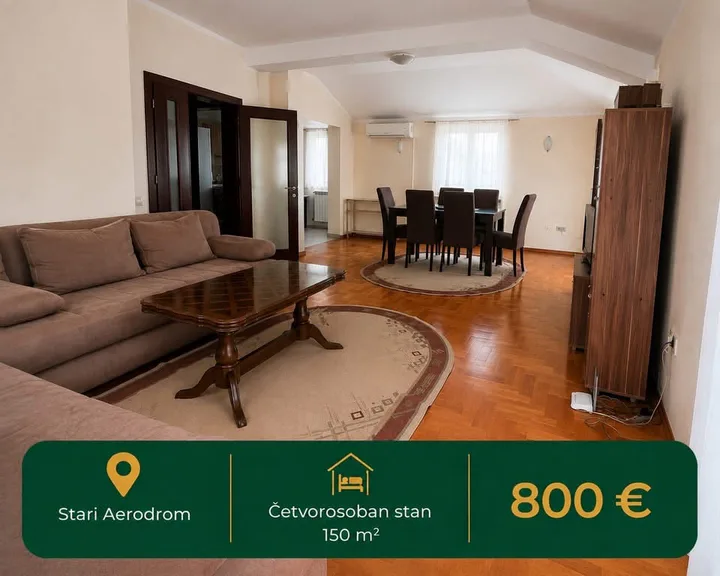 IZDAJE SE PROSTRAN ČETVOROSOBAN STAN – STARI AERODROM | PODGORICA 🏡   []