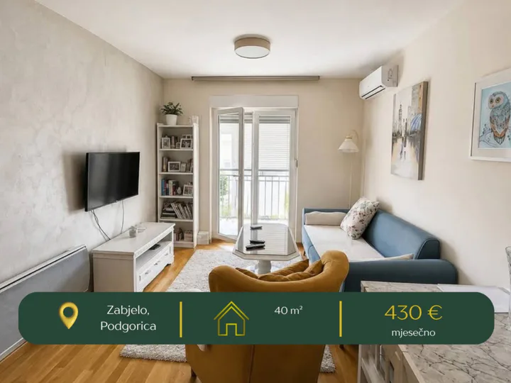 **NAMJEŠTEN STAN 40 m² ZA IZDAVANJE – ZABJELO PODGORICA**
