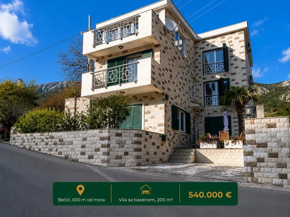 VILA SA BAZENOM I PANORAMSKIM POGLEDOM NA MORE – BEČIĆI 🏡🌊
